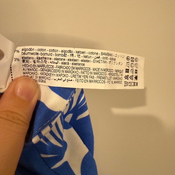 NWT ZARA Floral Print High Waist Slim Fit Pants Size 14 Blue White Tropical - Picture 8 of 8